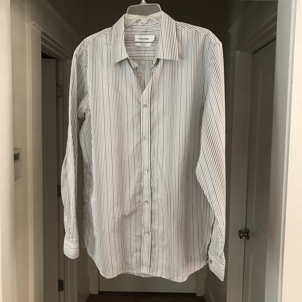 Calvin Klein striped button down modern fit shirt